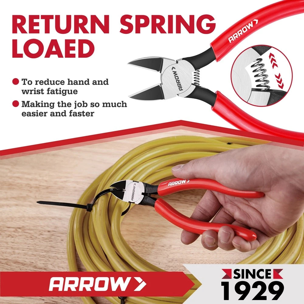 Arrow 7inch Precision Wire Cutter Spring Loaded Flush Cut Diagonal