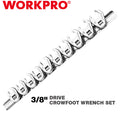 WORKPRO 10PCS 3/8" Drive Crowfoot Flare Nut Wrench Set Metric 10-19mm