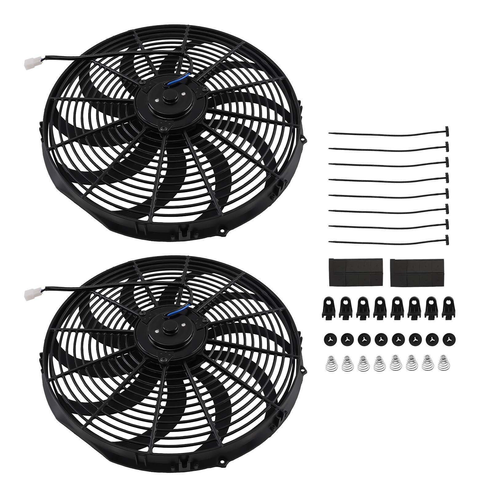 2pcs 16" Electric Cooling Fan Assembly 16 Inch 12V 120W Universal