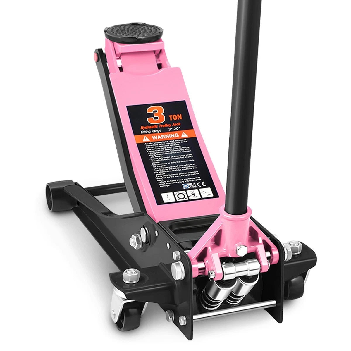 3-20 In 6000lbs Capacity Alloy Steel Hydraulic Pink Floor Jack W/