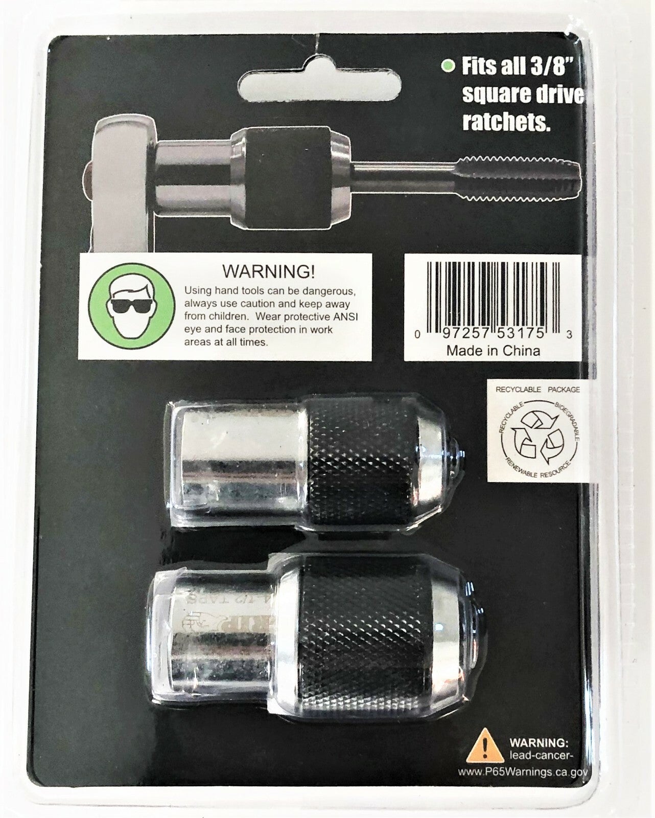 2pc GRIP TOOLS 3/8" DR. ADJUSTABLE THREAD TAP EASY OUT SOCKET SET RATCHET #53175