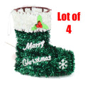 4 Lot | 5" Tinsel Christmas Holiday Stocking Hangable Ornament