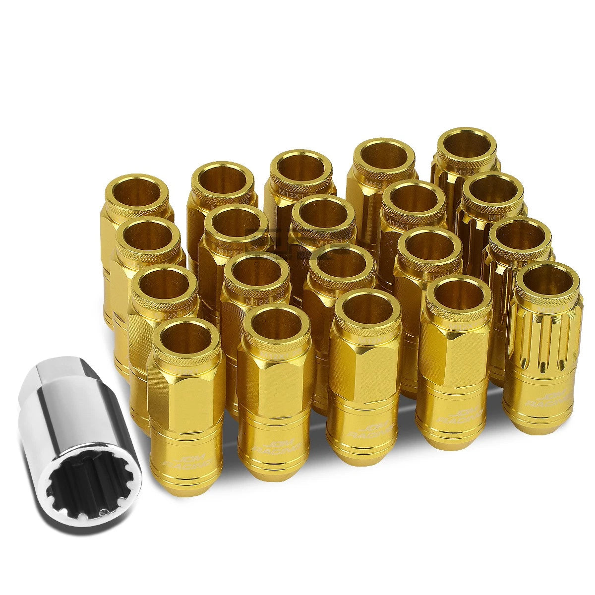 Aluminum Gold 16 Lug+4 Lock Nuts+adapter M12x1.25 | Built Supply Co