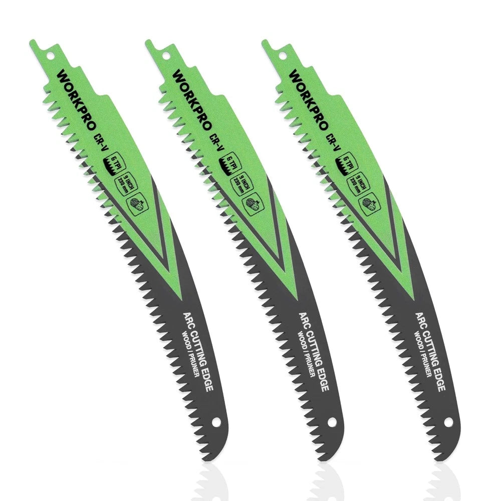 Workpro 9" Japanese Teeth Arc Wood Pruning Reciprocating Saw Blades
