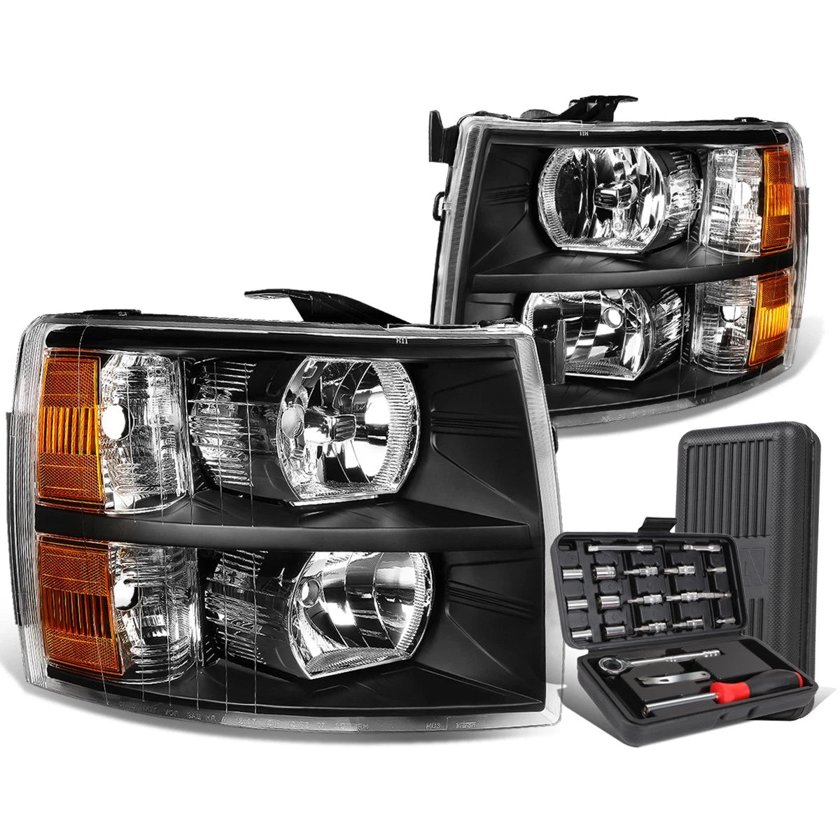 For 2007-2014 Chevy Silverado Pair Black/amber | Built Supply Co