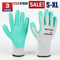 HAUSHOF 3 Pair Latex Coated Level Gloves Working Gloves 5 Cut Resistant S/M/L/XL