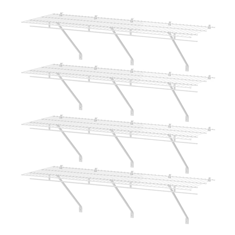 Haushof 4-packs 4ft X 16in Closet Shelves Wall Mounted White Metal