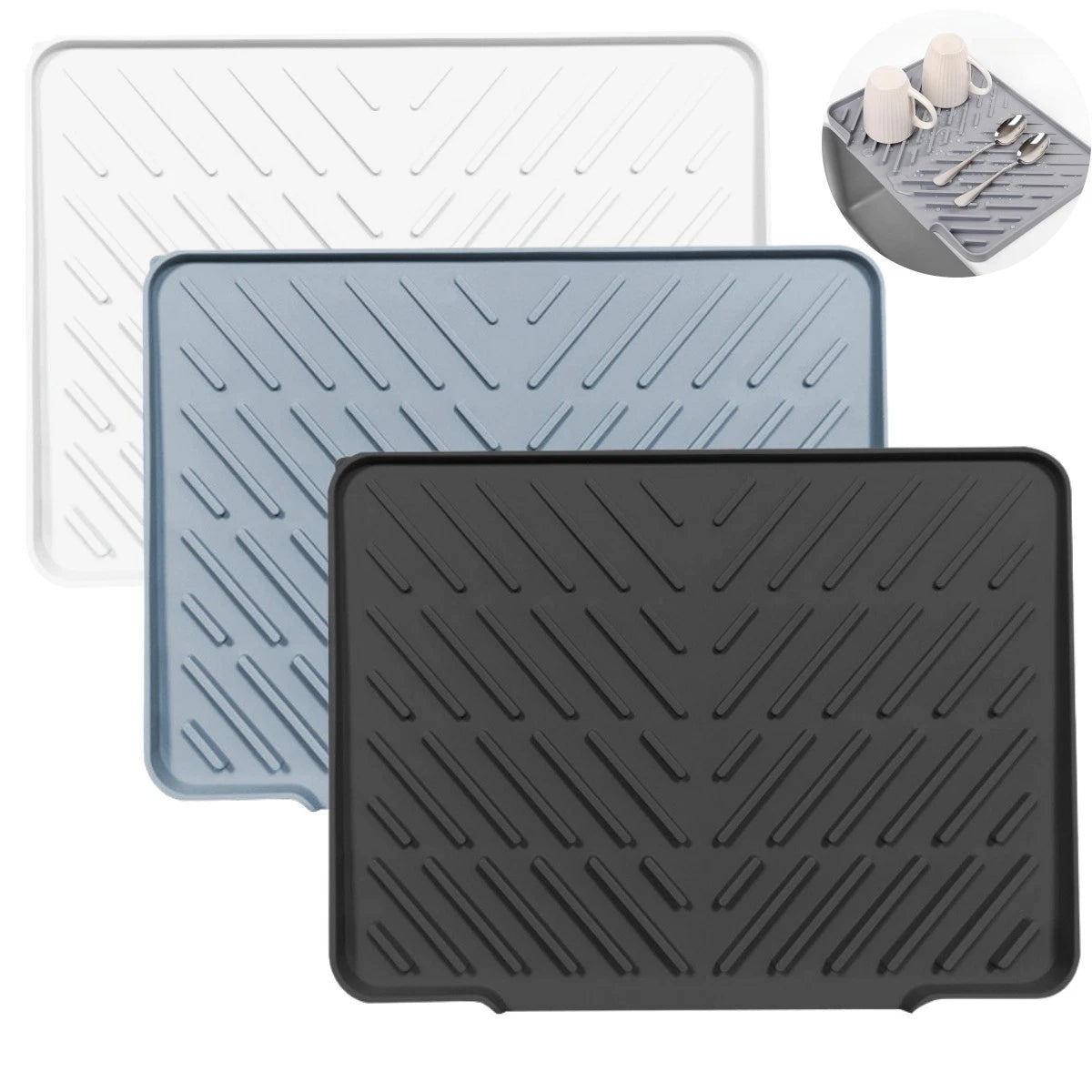 Non-slip Kitchen Pad Silicone Dish Drying Mat Effortless Storage