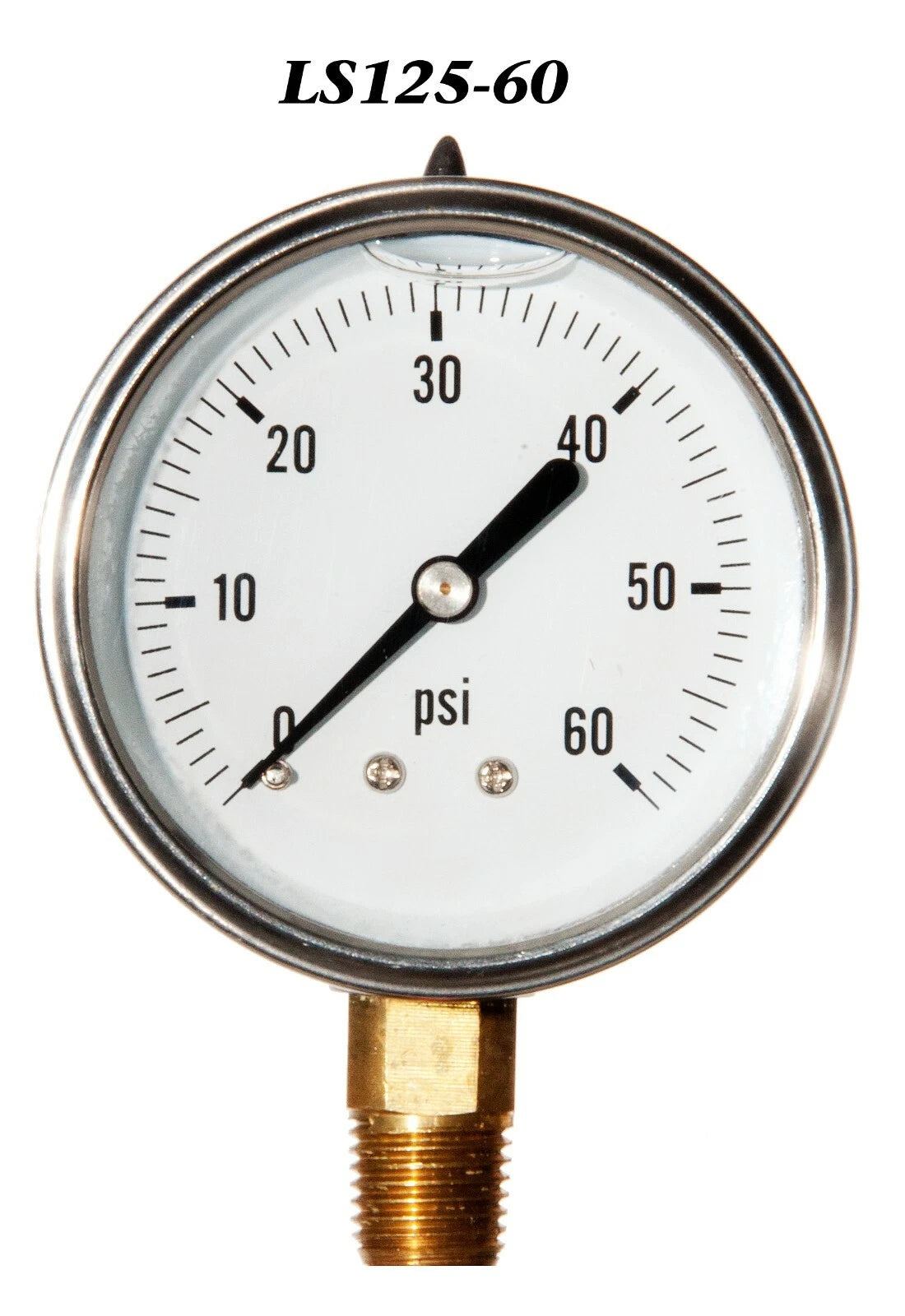Pressure Gauge 0-60PSI, Liquid Filled 2.5” Stainless Steel 1/4" Npt Lm