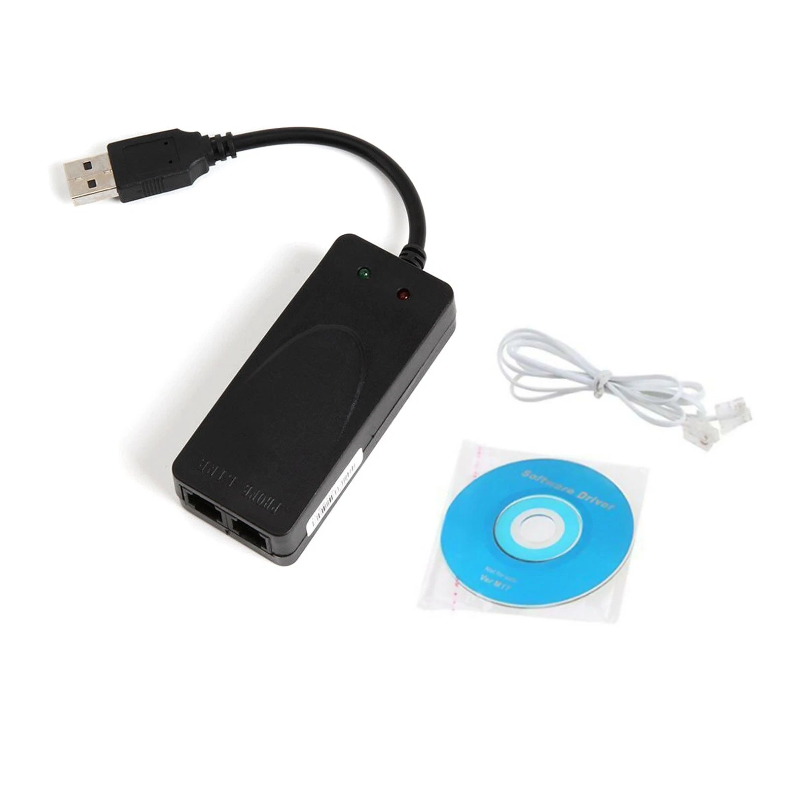 Dual Rj11 Ports Usb 56k External Dial Up Voice Fax Data Modem Adapter