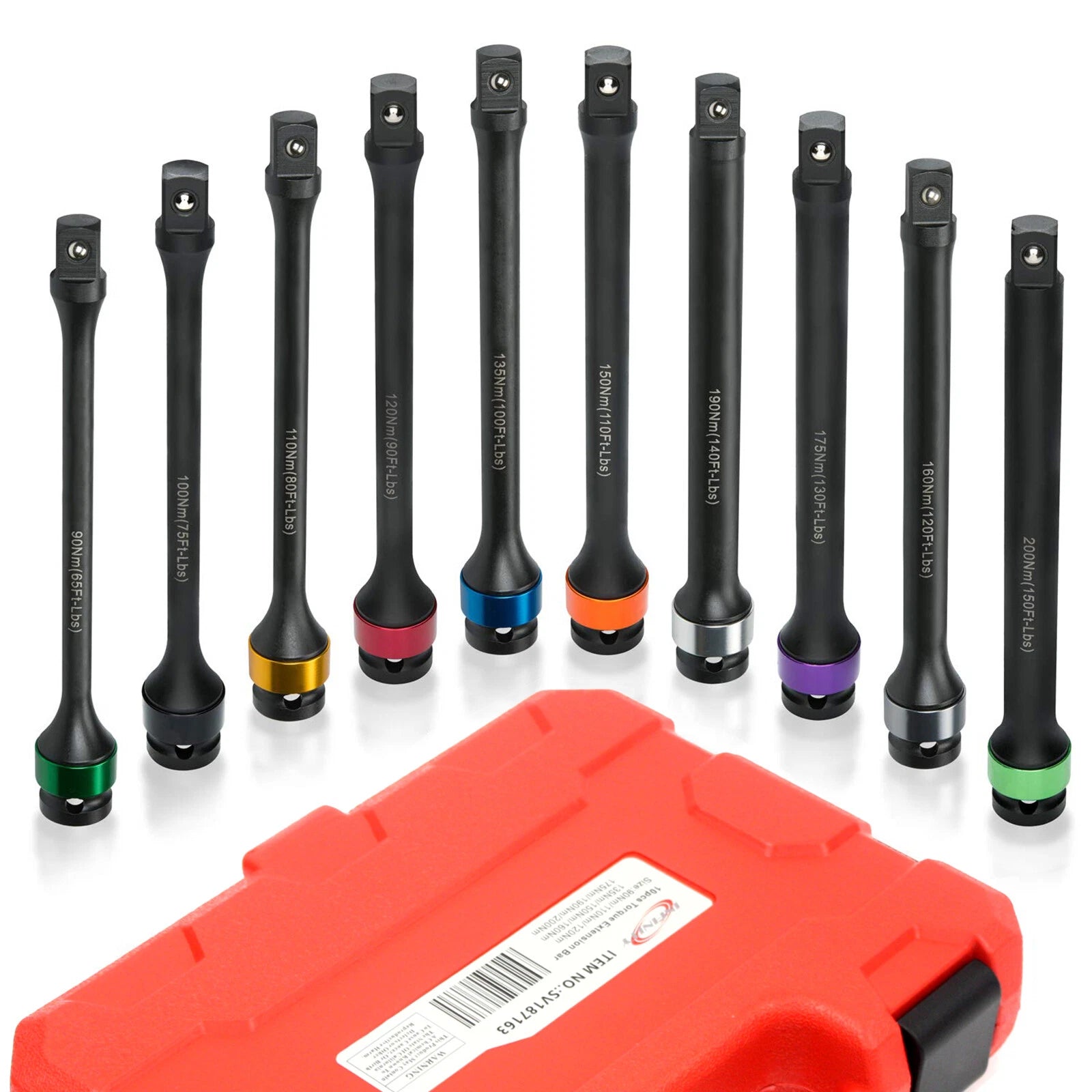 1/2" Dr. Impact Torque Limiting 8" Extension Bar Set 65-150ft/lb Cr-mo