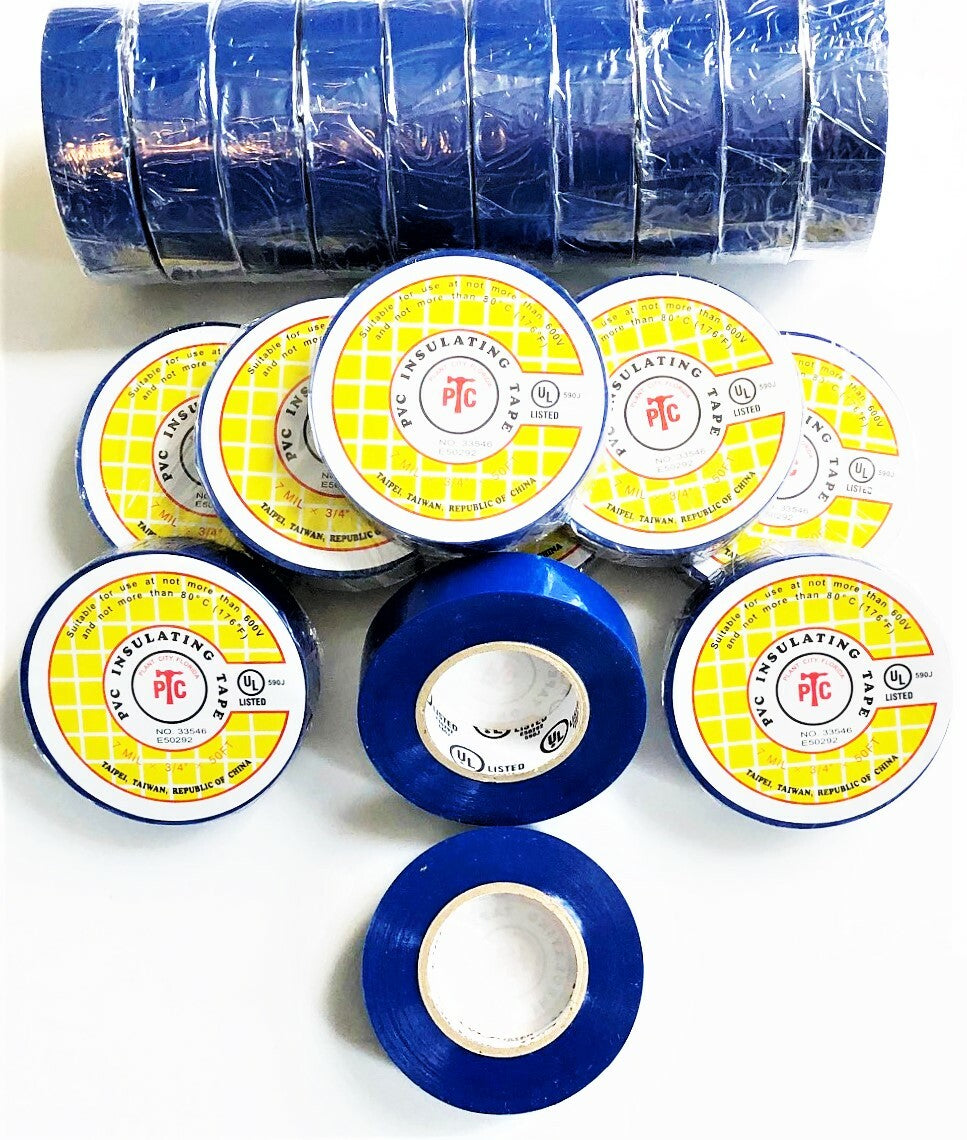 PTC Blue PVC Insulating Tape - 20 Rolls