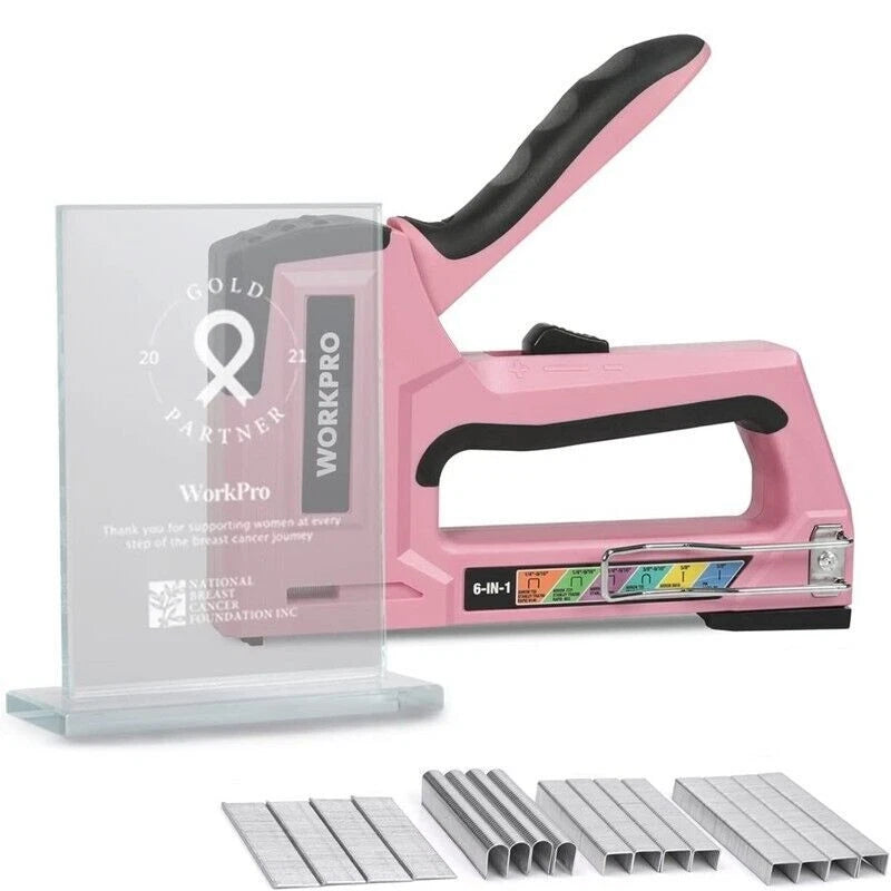 Workpro 6-in-1 Staple Gun Manual Brad Nailer W/ Staples Stapler Nail