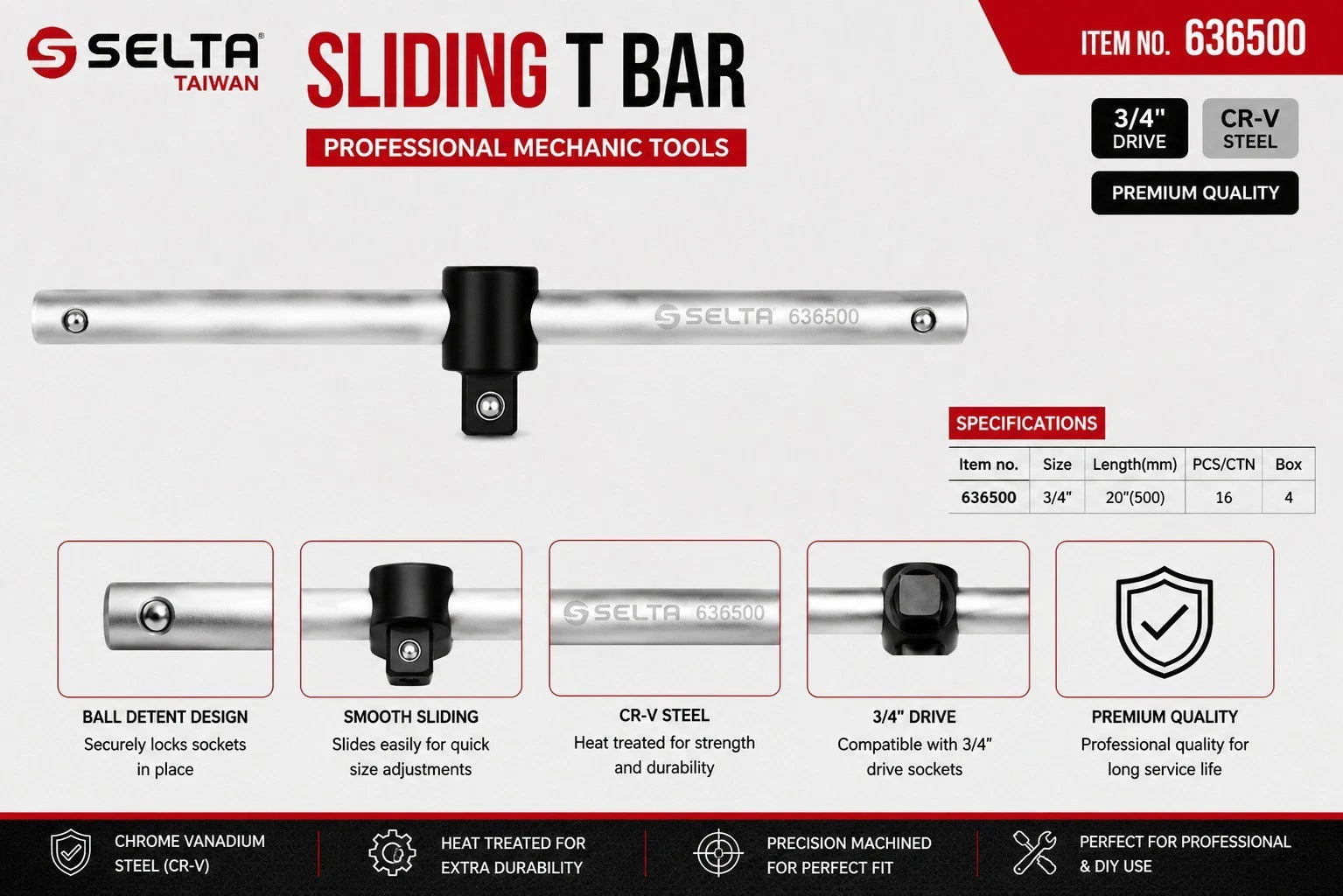 Force / Selta Taiwan Sliding T Type Socket Wrench | Built Supply Co