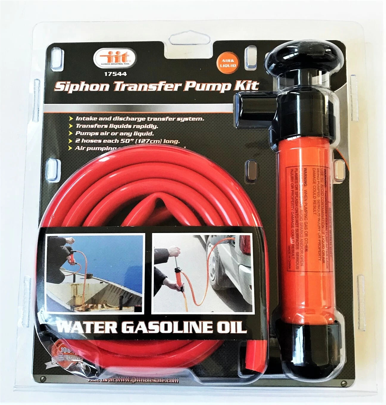 Manual Siphon Transfer Hand Pump Kit Gas Diesel Oil Kerosene Water