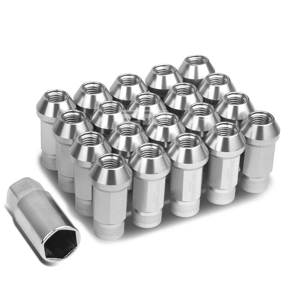 Open End M12x1.5 50mm Tall 25mm Od Silver Aluminum Jdm Lug