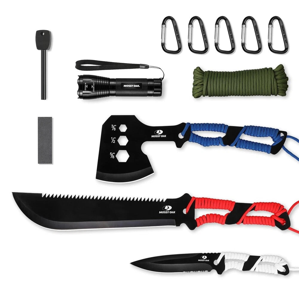 Mossy Oak Hatchet and Machete Knife Set with Sheath Stainless Steel Durable USA