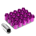 Jdm Aluminum Purple Closed End Lug Nuts+adapter M12x1.5 25mm Od/35mm
