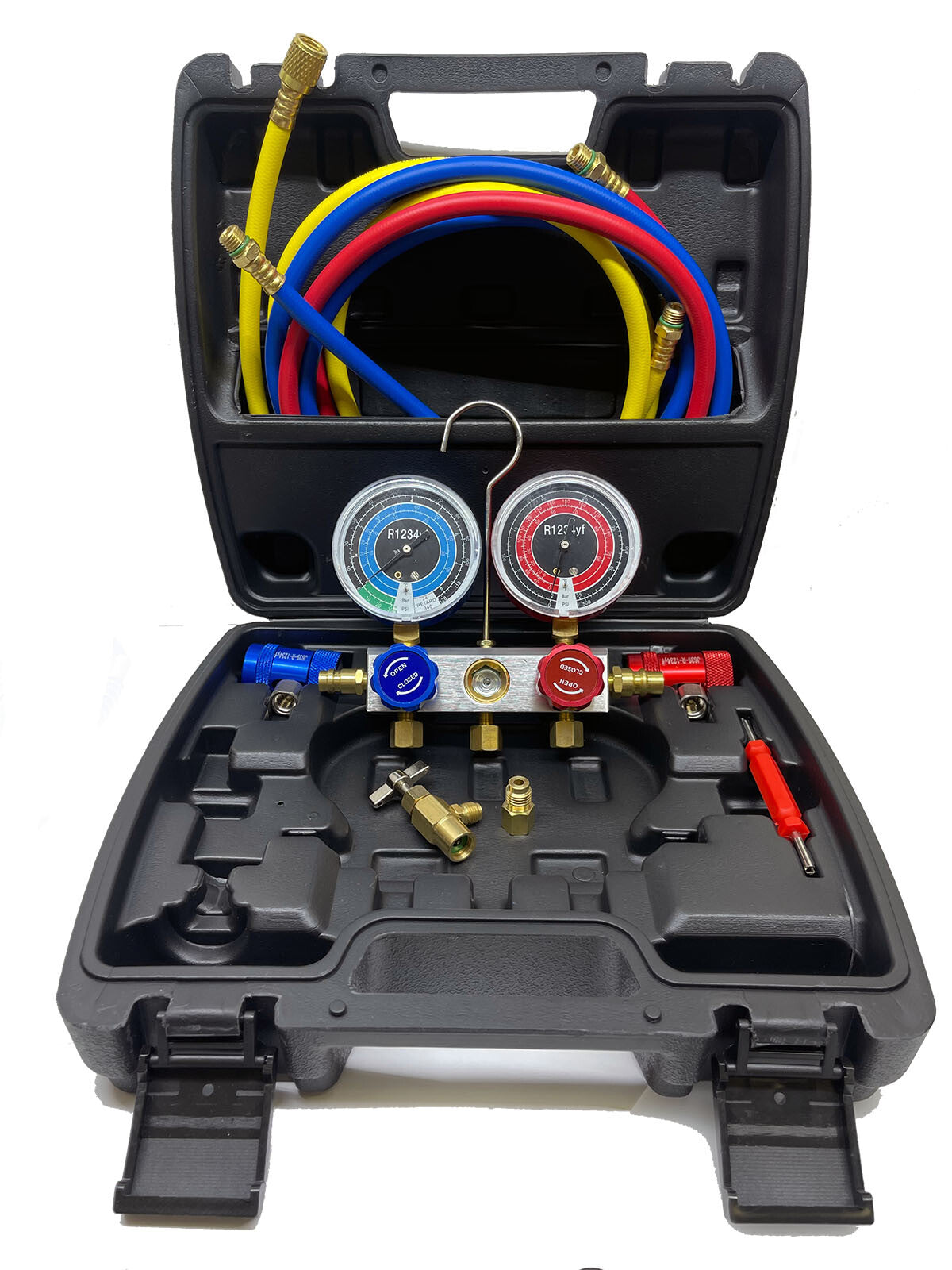 Auto R1234YF Refrigerant Gauge & Hoses Service Kit by Unbranded