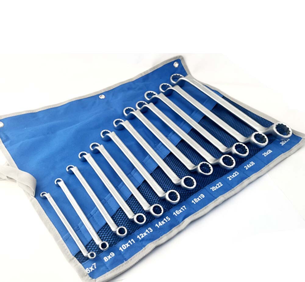 German DIN Cr-V Double Deep Offset Ring Spanner 8pc or 12pc Set w