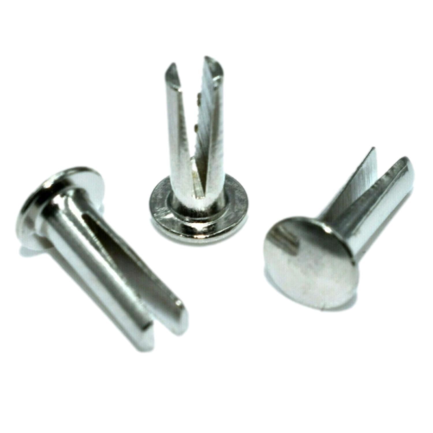 Bifurcated Rivets Split Leg Nickel Plated 3/8" x No 11