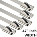 10-8" Industrial Grade 400lb Stainless Steel Zip Ties 12mm by Unbranded
