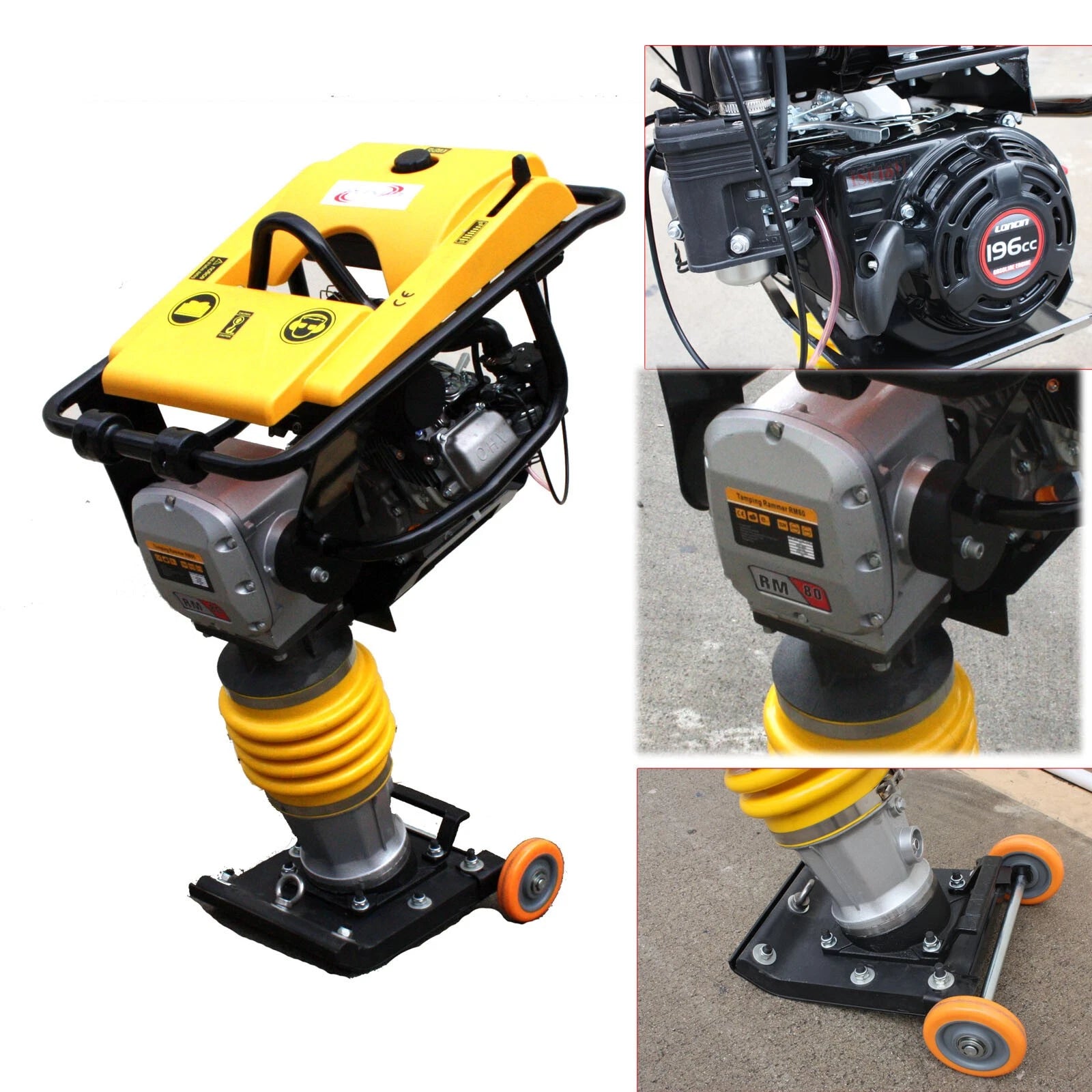 6.5hp 196cc Gas Power Jumping Jack Tamper Rammer Dirt Plate Compactor