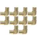 10 Pack  XFITTING 3/4" Pex Elbow, Lead Free Brass, Pex