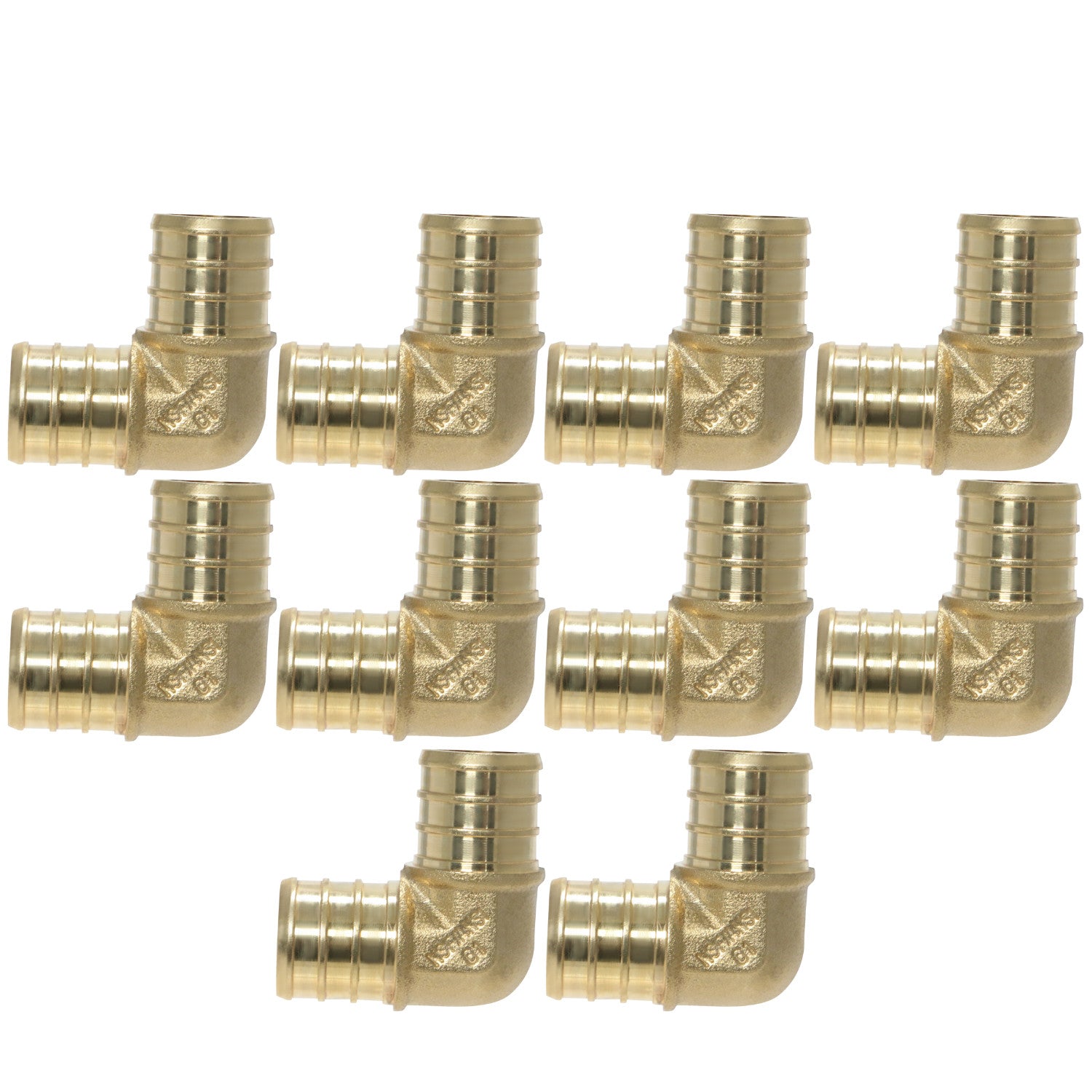 10 Pack  XFITTING 3/4" Pex Elbow, Lead Free Brass, Pex
