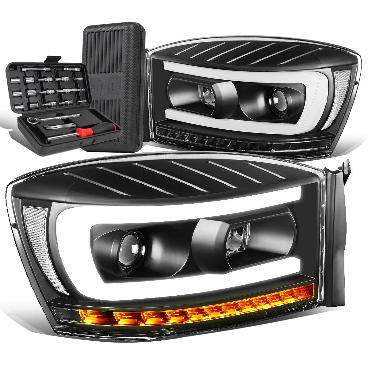 For 2006-2009 Dodge Ram Led Sequential Black Clear | Built Supply Co