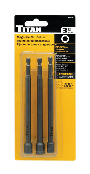 Titan 3pc Long Shank Magnetic Nut Setter Set by Titan