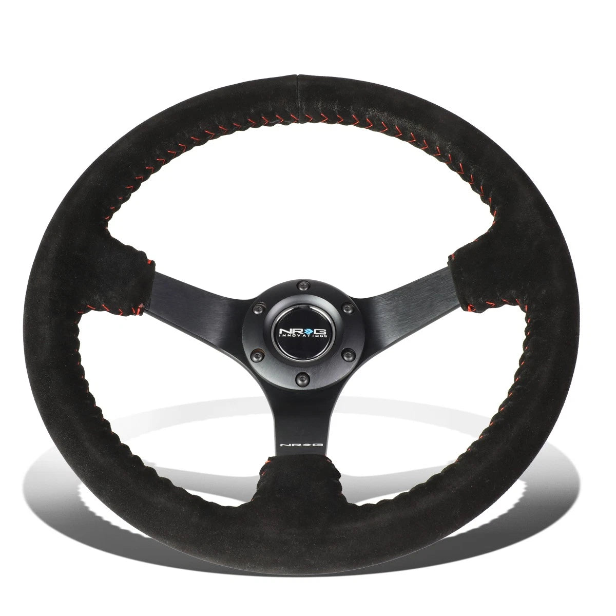Nrg Reinforced 35cm 3"deep Dish Black Suede Red | Built Supply Co