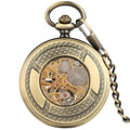 Luxury Vintage Mechanical Alloy Skeleton Roman Numeral Pocket Watch