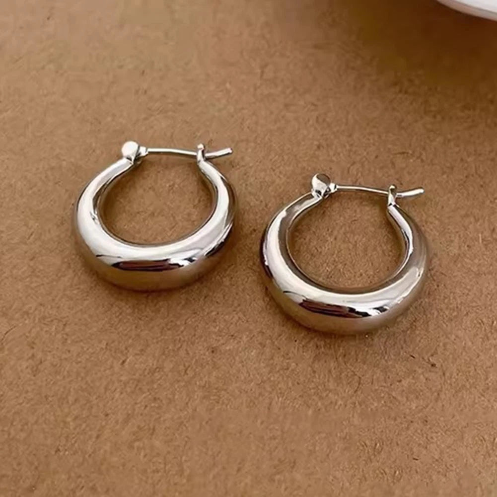 Ladies Alloy Circle Earrings With Silver Needle Small Lightweight