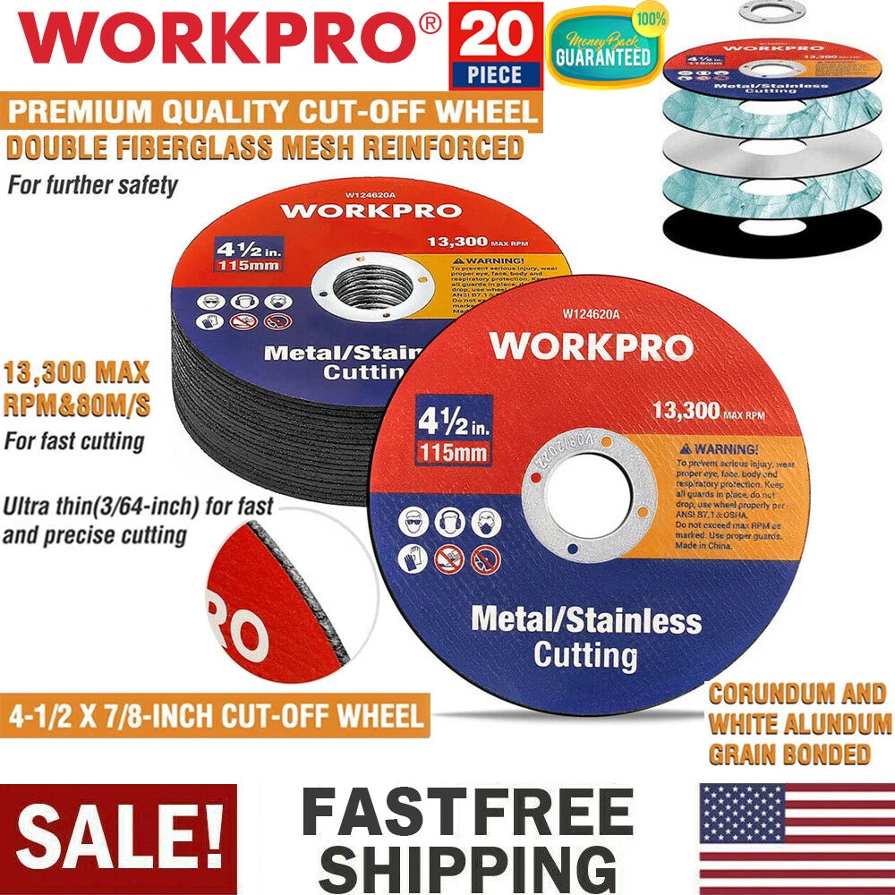 Workpro 20-pack Wheel Metal&stainles<wbr/>s Steel Cut-off Wheel Disc