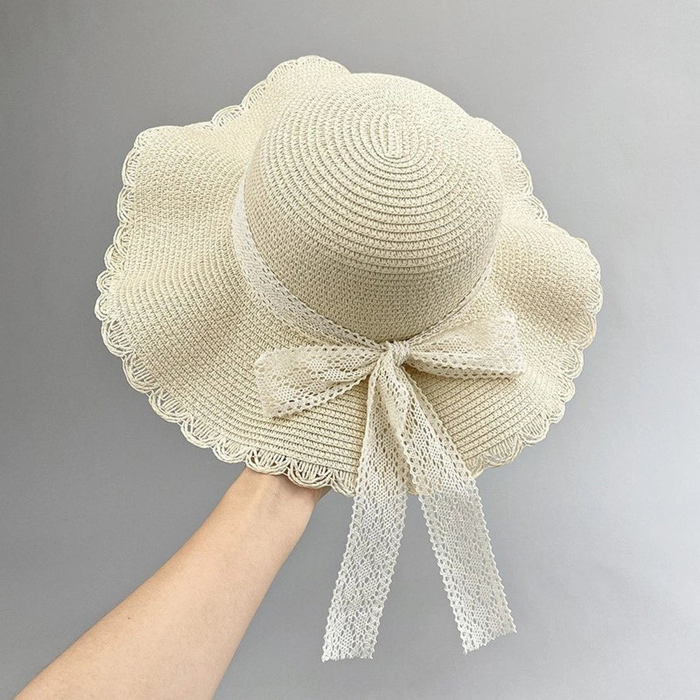 Breathable Woven Straw Hat Wide Brim For Beach Sun Protection