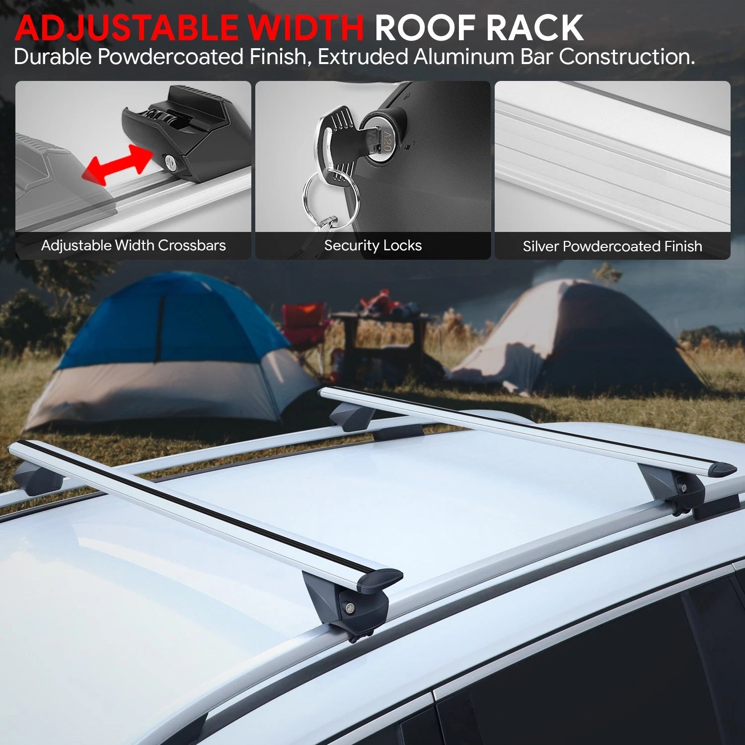J2 32" - 48.5" Adjustable Roof Rack Cargo Carrier 49" Aluminum Cross