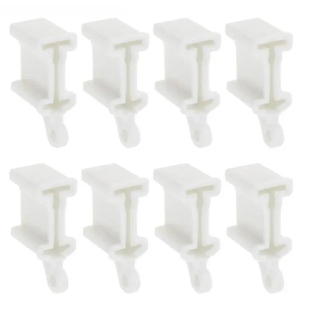 White Plastic Curtain Track End Stops Set Of 8 For Flexible Bendable