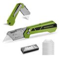 WORKPRO Pocket Folding Utility Knife Box Cutter Quick Change Axis Lock 10 Blades