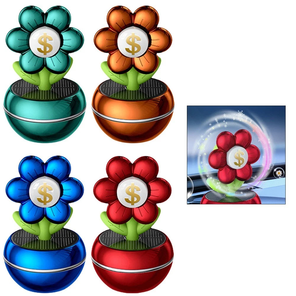 Car Air Freshener Solar Powered Rotating Diffuser With Decorative