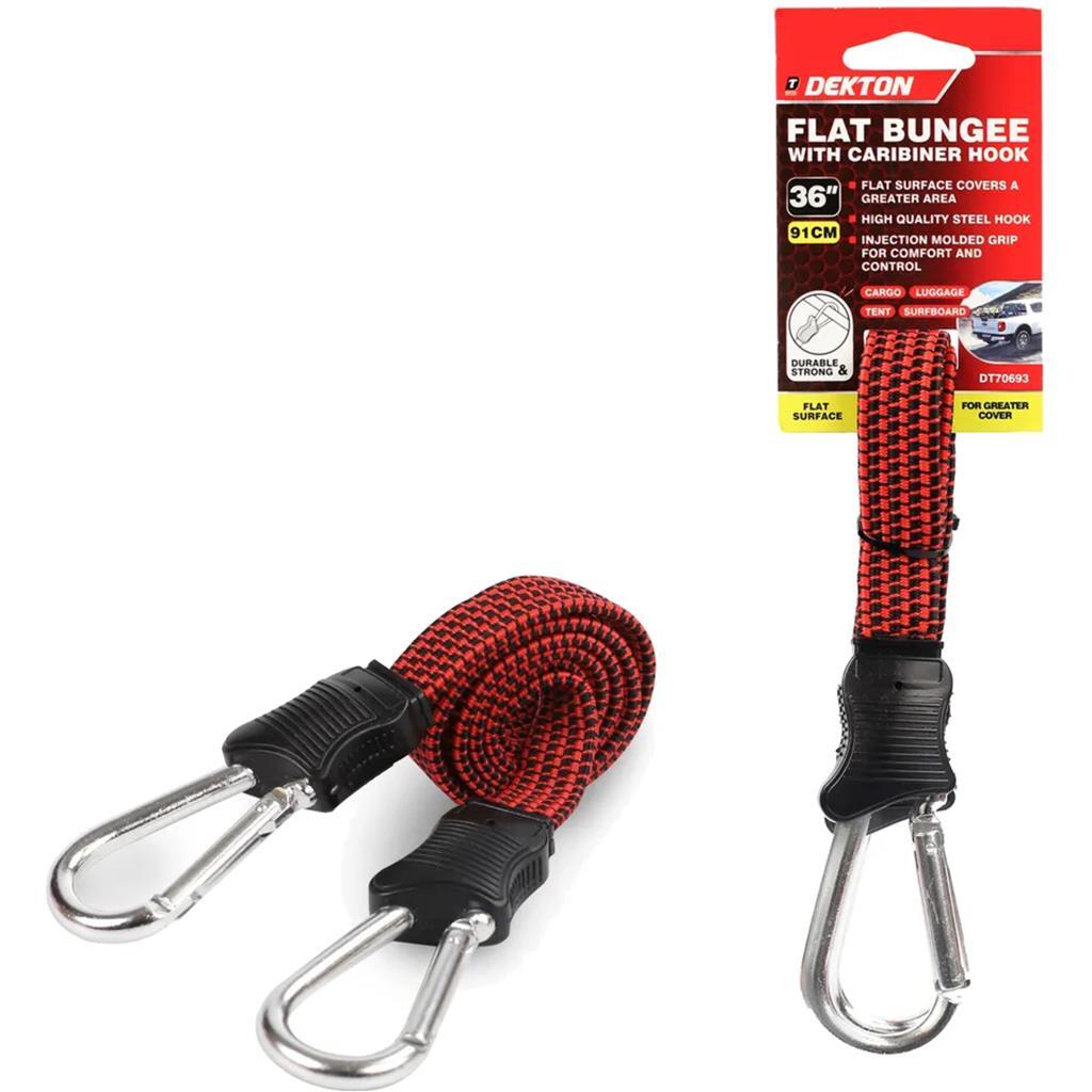 Dekton Flat Bungee Cord with Carabiner