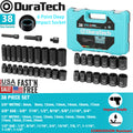 DURATECH 38PC 1/2-3/8 Drive Deep Impact Socket Set