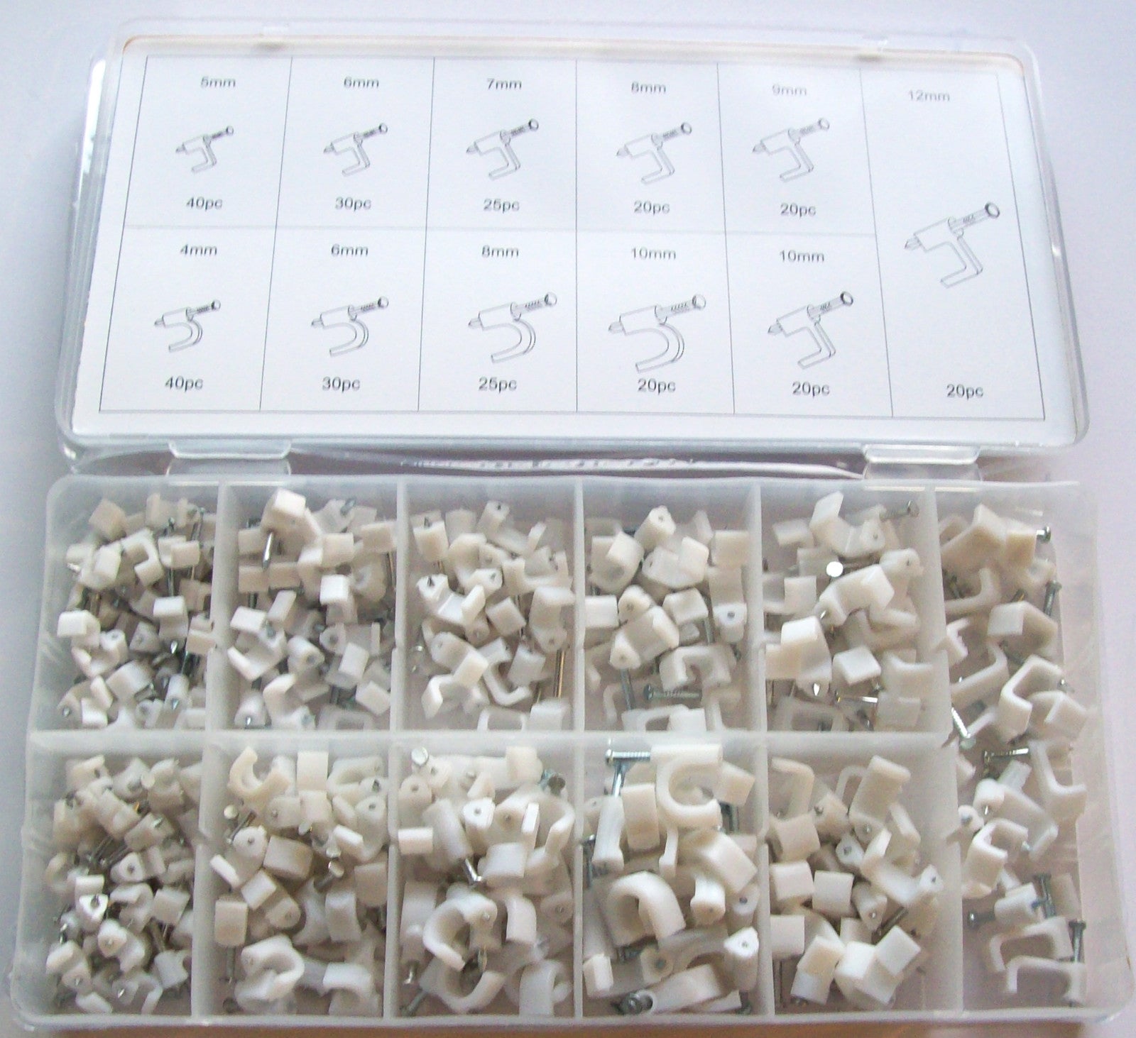 290pc Coaxial Flat & Round Cable Clip Assortment
