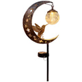 Garden Solar Lamp Stake Light Hummingbird Moon Design Metal Outdoor