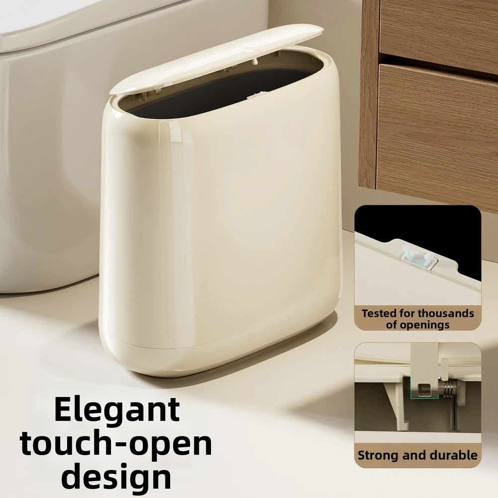 Push Top 12l Oval Waste Bin With Inner Outer Liners For Bathroom