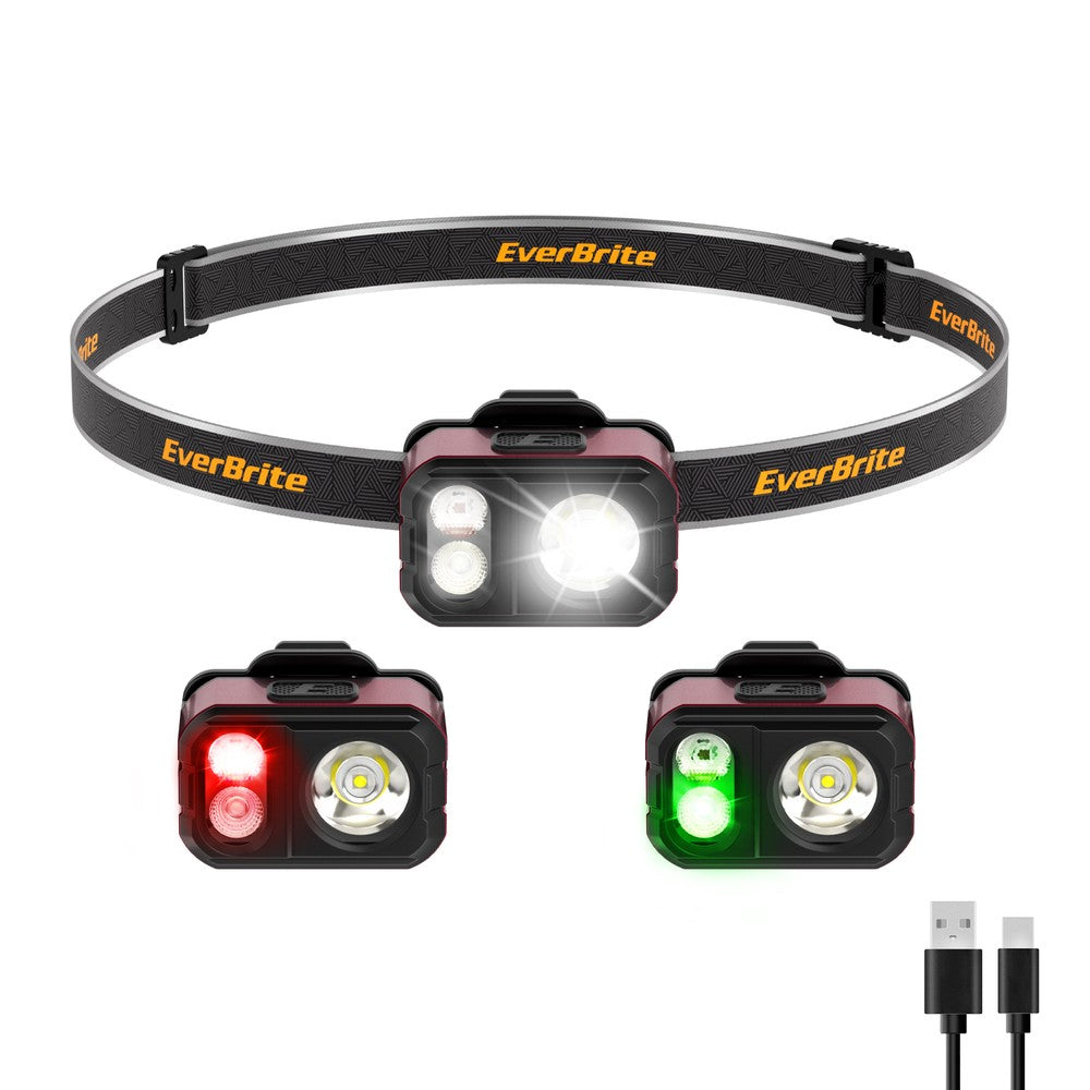 EverBrite Rechargeable LED Headlamp Hat Clip for 7 Modes Whi