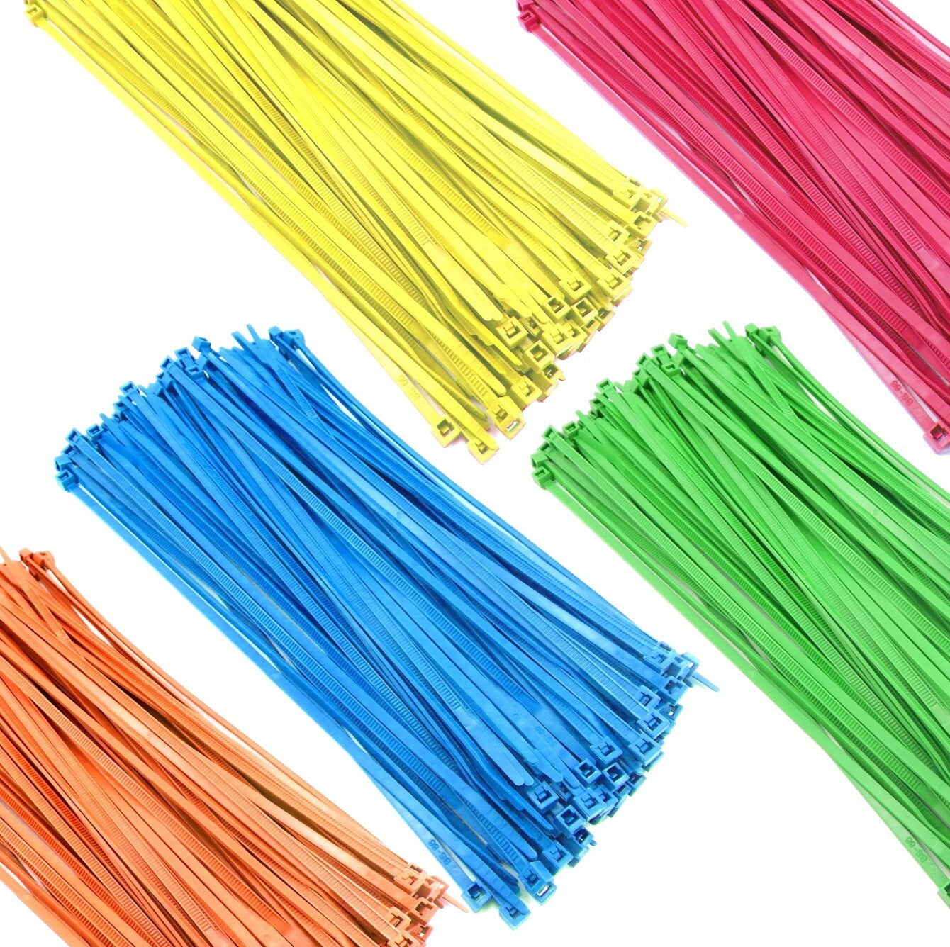 Zip Cable Ties 8" 500pc 40lbs Hi-Vis Fluorescent