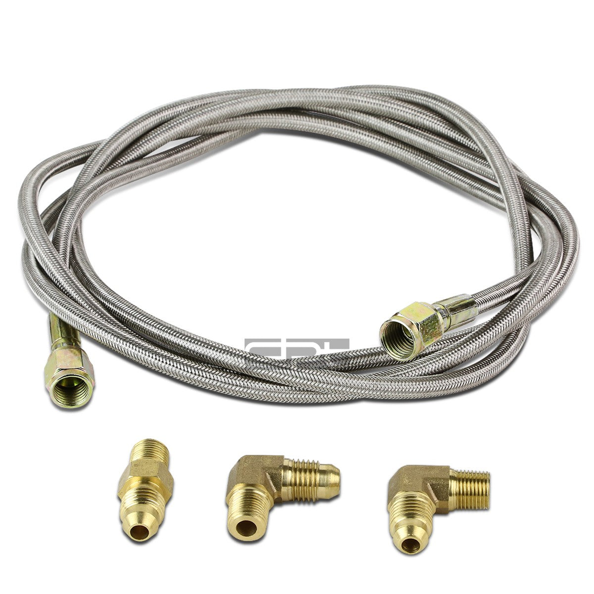 77" Braided Oil Feed Line Brass Npt Fitting for Turbo Turbocharger Kit