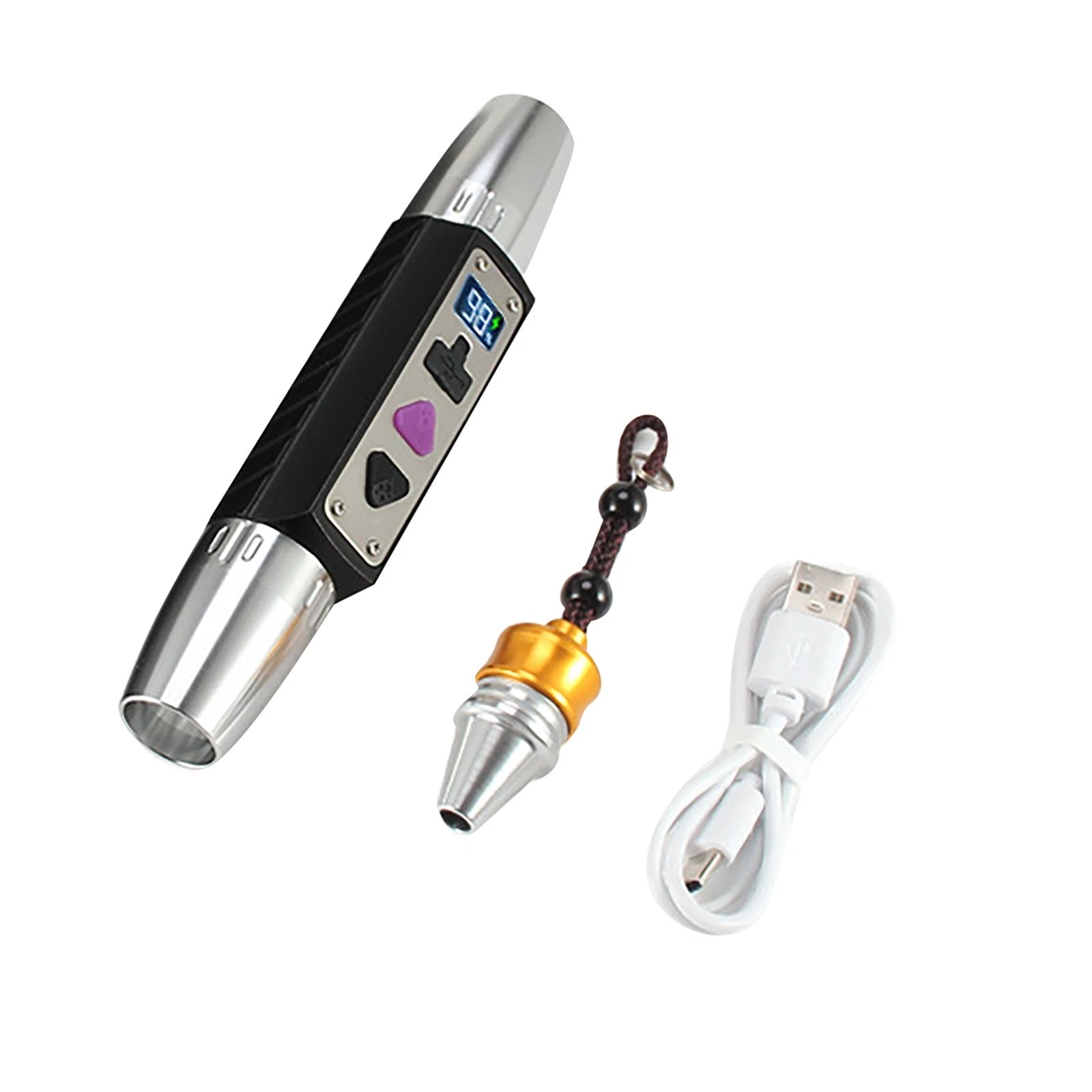 Usb Rechargeable Aluminum Alloy Expert Jade Flashlight Four Light