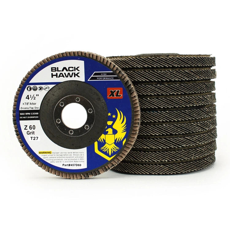 100 Pack 4.5" x 7/8" XL 60 Grit High Density Flap Discs Jumbo Grinding Wheel T27